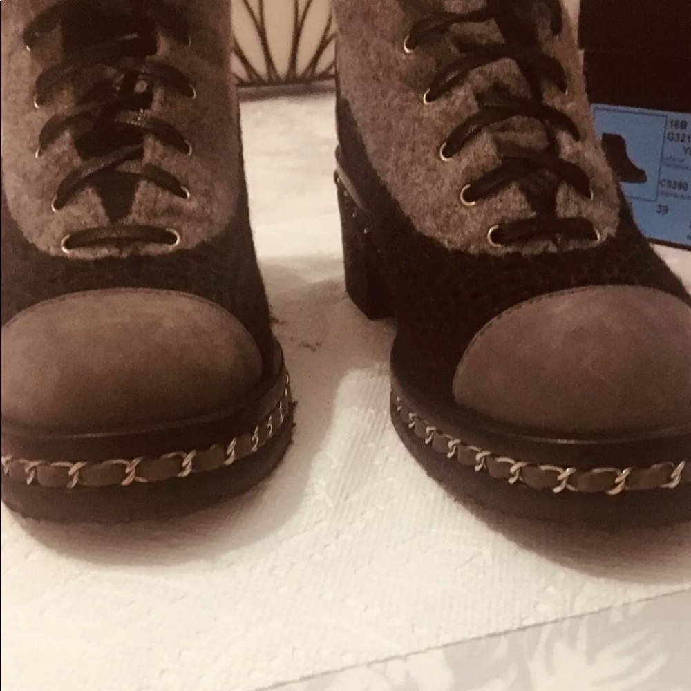 Chanel lace up boots black/gray size 39 and 40